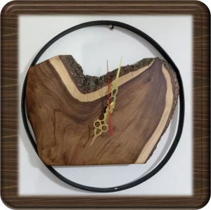 Round Tambotie Live Edge and Steel Wall Clock